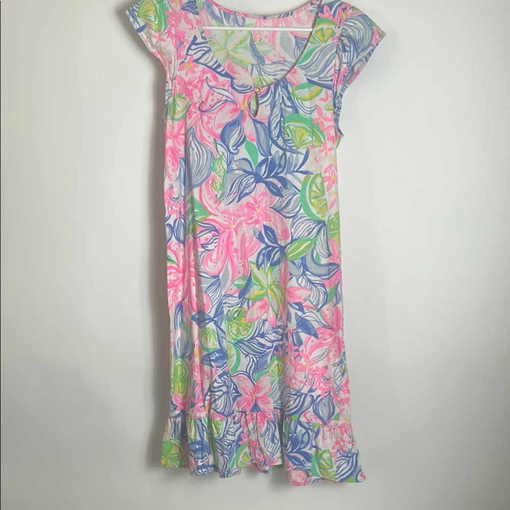 Lilly Pulitzer Pink and Blue Ruffled Sundress